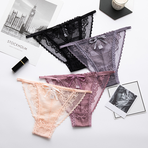 Culotte en dentelle confortable pour femmes, sous-vêtements Sexy, string, Transparent, de haute qualité ► Photo 1/6