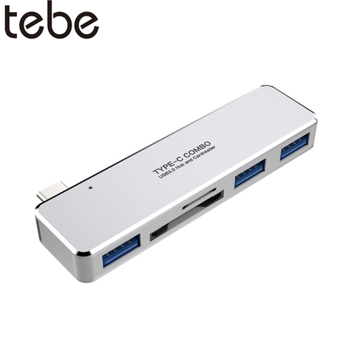 Tebe USB 3.1 type-c Hub USB 3.0 TF/carte SD lecture 5-en-1 convertisseur multifonction pour MacBook et Thunderbolt 3 séries ordinateurs portables ► Photo 1/6