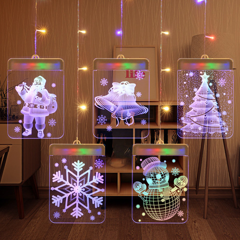 LED suspendus 3D lampe lumière chaîne USB noël fée guirlandes lumineuses pour fête de mariage nouvel an chambre décoration acrylique ► Photo 1/6