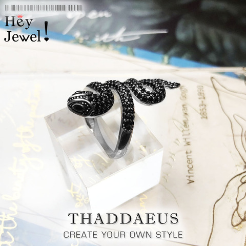 Anneau ouvert noir serpent pavé, Style européen Glam mode bon bijoux pour les femmes, 2022 cadeau en argent Sterling 925, Super offres ► Photo 1/6