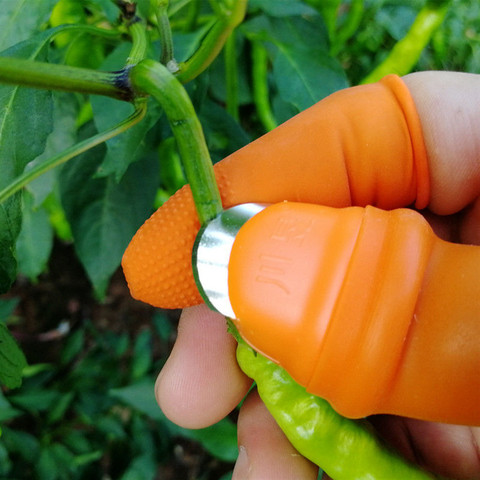 VOGVIGO Silicone pouce couteau doigt couteau protecteur légumes récolte couteau plante lame ciseaux outils de jardin ► Photo 1/6