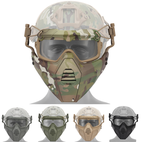 Masque de chasse Airsoft Paintball + ensemble de lunettes, demi-masque de Combat militaire tactique, masques de protection CS Game + lunettes ► Photo 1/6