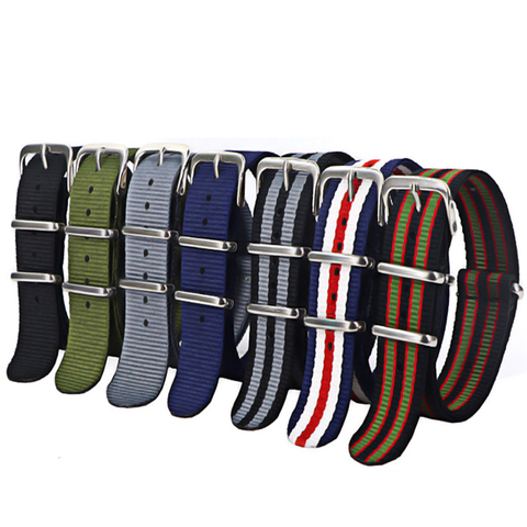 18mm 20mm 22mm armée sport otan sangle tissu Nylon bracelet de montre boucle ceinture pour 007 James Bond bracelets de montre arc-en-ciel coloré ► Photo 1/6