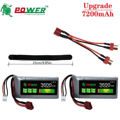 Mise à niveau 7200mAh 7.4V 3600mAh RC Lipo batterie chargeur ensembles pour Wltoys 12428 12423 RC voiture feiyue 03 Q39 pièces 2s 7.4V voiture batterie ► Photo 1/6