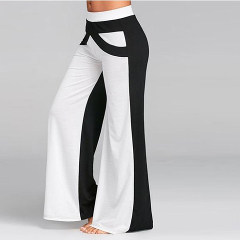 Patchwork botte coupe pantalon taille haute élastique large jambe pantalon Fitness en vrac danse Yoga pantalon Sport entraînement Streetwear ► Photo 1/6