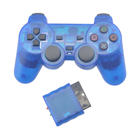 Manette de jeu sans fil couleur transparente pour Sony PS2, 2.4G, avec vibrations, contrôleur bluetooth pour Playstation 2 ► Photo 1/6