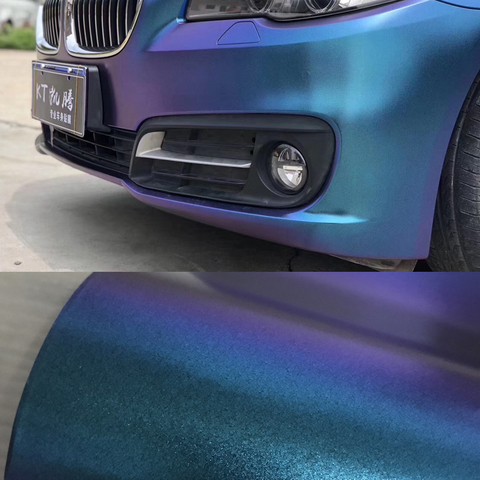 Film vinylique métallique mat caméléon pour véhicule, 50x20/300/500CM, violet à bleu, libération d'air extensible, DIY bricolage ► Photo 1/6