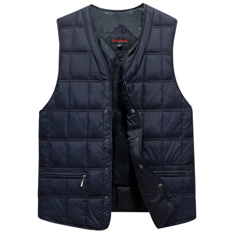 Robes d'hiver hommes blanc canard vers le bas casual gilet Ultra léger mâle épais sans manches doudoune hommes chaud gilet L-5XL grande taille ► Photo 1/6