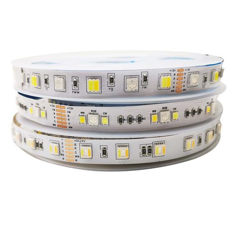 5m RGBCCT 5 en 1 LED bande lumineuse RGB + blanc + blanc chaud 5050 SMD double blanc température réglable bande de LED 12MM PCB 12V 24V DC ► Photo 1/4