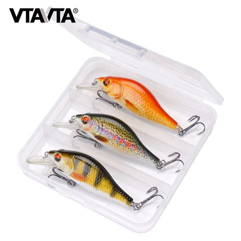 VTAVTA – lot d'appâts artificiels durs pour la pêche, pack de leurres pour attraper des poissons, matériel pour pêcher des ménés, avec manivelle, avec wobbler, 11g, 7cm, 3 pièces ► Photo 1/6