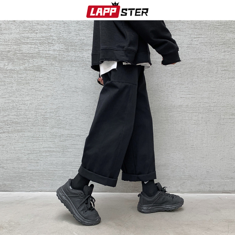 LAPPSTER hommes mode coréenne sarouel jambe large Joggers 2022 hommes noir pantalons de survêtement en vrac japon Style pantalon droit pantalon ► Photo 1/6