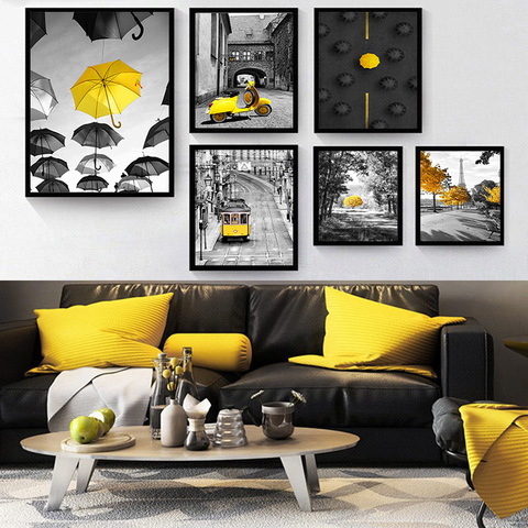 Photographie paysage européen photo décor à la maison nordique toile peinture mur Art jaune Style paysage affiche pour salon ► Photo 1/6
