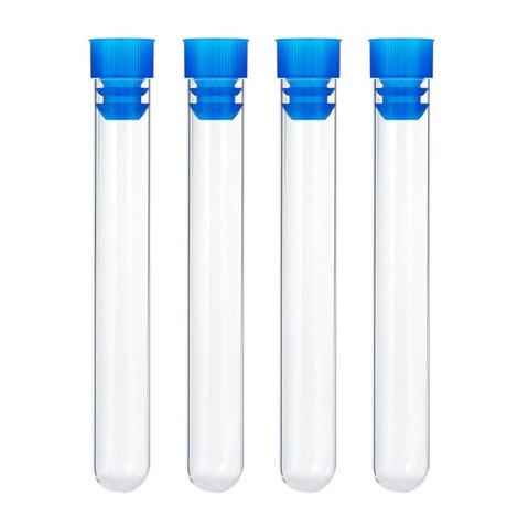 Tubes à essai avec couvercle 16x100mm(12ml), 20 pièces, Tubes en plastique avec couvercle bleu pour expériences scientifiques, Collections, perles d'organisation ► Photo 1/6