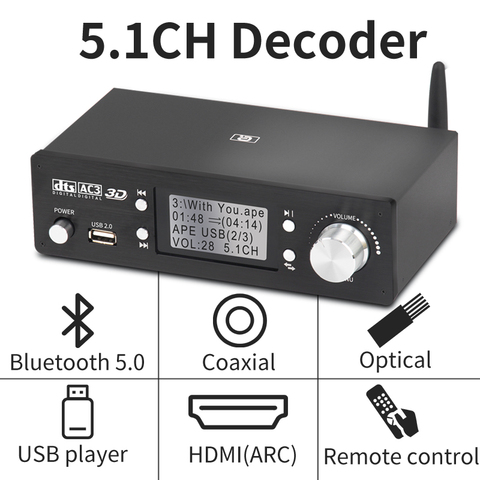 Décodeur Audio HD920 5.1CH Bluetooth 5.0 récepteur DAC DTS AC3 Dolby Atmos 4K HDMI, convertisseur compatible SPDIF ARC pusb carte son ► Photo 1/6