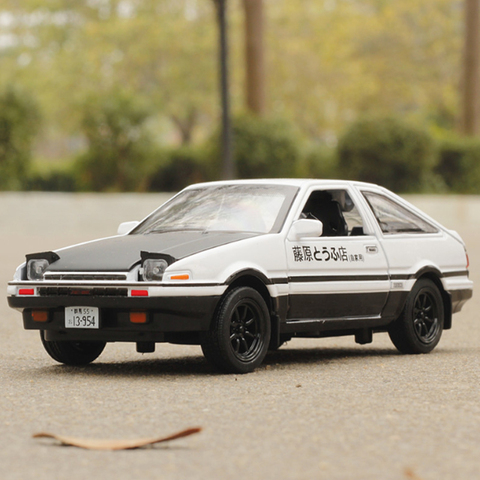 Jouet de voiture en métal moulé, en alliage D AE86, modèle Initial de voiture, sport, traction arrière, lumière 1:28, pour enfants, garçons ► Photo 1/6