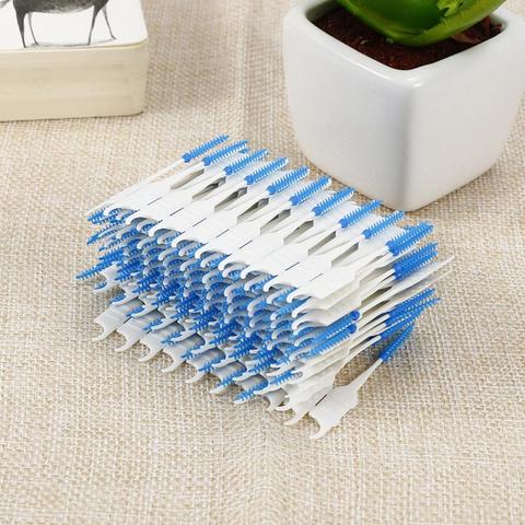 Fil dentaire double brosse interdentaire pour adulte, 120 pièces, hygiène dentaire, cure-dents, bâton, gomme buccale, soins de nettoyage ► Photo 1/6