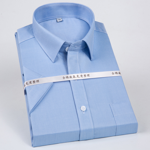 Chemise classique à manches courtes pour hommes, chemise en coton, simple, poche unique, résistant aux plis, facile d'entretien, coupe régulière ► Photo 1/6