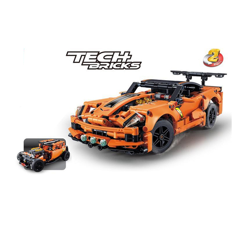 Blocs de construction Technic Orange, voiture de sport, 2 styles, compatibles avec voiture de ville, briques, jouets pour cadeaux, 593 pièces ► Photo 1/3