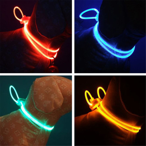 Collier de sécurité pour animaux de compagnie, réglable, lumineux, résistant à l'eau, clignotant, pour chien, harnais, # W0, LED ► Photo 1/6