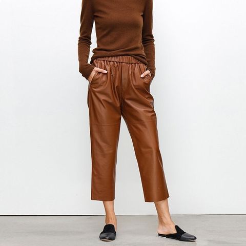 Pantalon sarouel en cuir véritable pour femmes, streetwear, taille haute, grande taille, taille élastique, nouvelle collection 2022 ► Photo 1/6