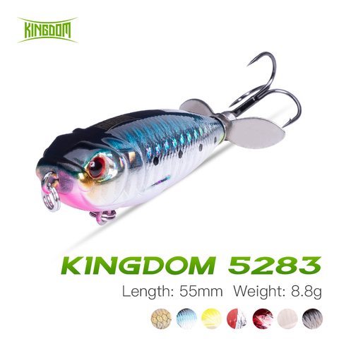 Royaume crayon appât de pêche 55mm 8.8g tournant flottant Wobblers dur Jerkbait de pêche pour perche basse truite brochet avec hélice ► Photo 1/6