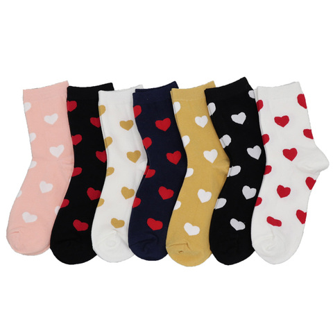 Nouveau femmes chaussettes mignon amour avec coeur coton Harajuku Vintage heureux femme points coeur chaussettes Calzini Primavera chaussettes femme ► Photo 1/6