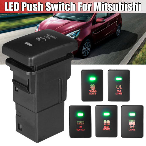 12V voiture lumière bouton poussoir tache de brouillard arrière conduite lumière LED barre lumineuse interrupteur pour Mitsubishi Mirage LA Outlander ZK Triton MQ MR ► Photo 1/6