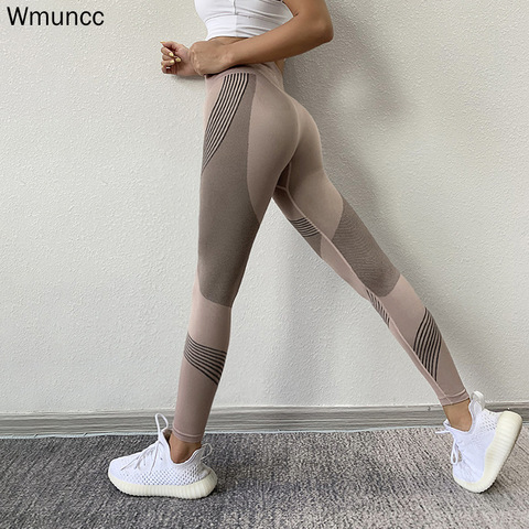 Wmuncc femmes Fitness en cours d'exécution pantalons de Yoga énergie Leggings sans couture gymnastique Leggins taille haute pousser Sport entraînement en cours d'exécution Gymwear ► Photo 1/6