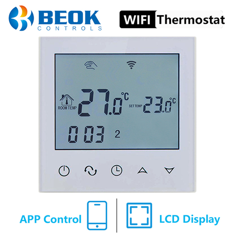 Beok TDS21WIFI-EP Wifi fonction Thermostat blanc rétro-éclairage intelligent régulateur de température soutien Alexa Google Home ► Photo 1/6