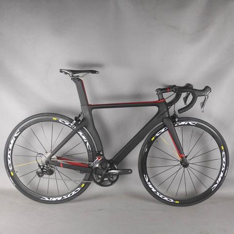 Vélo de route complet en carbone de couleur rouge de chine, bicyclette de route avec cadre de groupe shi R7000 22 vitesses ► Photo 1/6