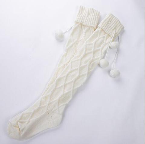 Double balle hiver sur genou chaussettes Sexy chaud épais haut Long câble tricot laine bas pour filles dames femmes cadeaux de noël ► Photo 1/6