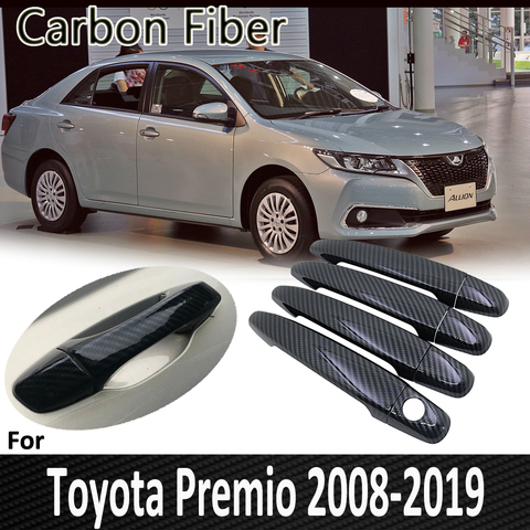 Couvercle de poignée de porte en Fiber de carbone noire, accessoires de voiture, pour Toyota Premio allié T260 2008 ~ 2022 2009 2010 2011 2012 2013 2014 ► Photo 1/6