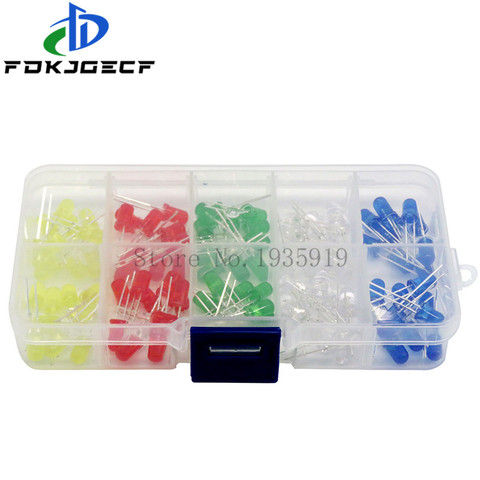 Kit de diodes électroluminescentes à monter soi-même, 100 pièces, 5mm, blanc, vert, rouge, bleu, jaune ► Photo 1/6