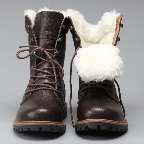 Bottes d'hiver en laine naturelle pour homme, chaussures de neige en cuir véritable, de Style russe, de qualité supérieure ► Photo 1/6