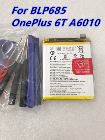 Original pour Oneplus 6T BLP685 remplacement de batterie pour Oneplus 6T BLP685 batterie de téléphone portable 3700mAh ► Photo 1/2