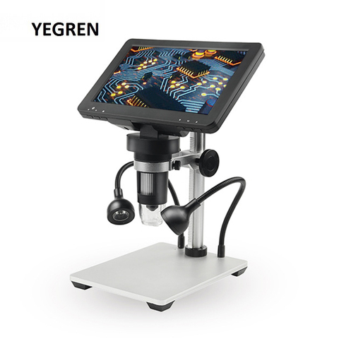 Microscope numérique LED 1200x, écran HD 7 pouces, vidéo, réparation d'horloge, détection de peau, Microscope industriel avec Base de levage en métal ► Photo 1/6