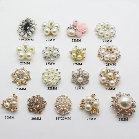 Boutons en alliage de perles faits par l'homme, 5 pièces/lot de boutons en alliage de tailles, couture, travail manuel, décoration, accessoires métalliques, bricolage ► Photo 1/5