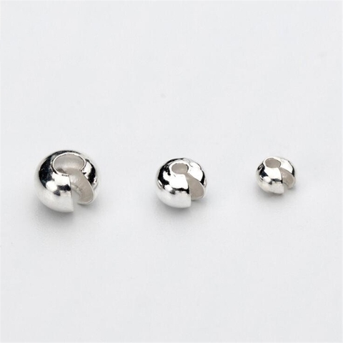 Petites perles à sertir en argent Sterling 925, 2/3/4/5/6mm, pour la fabrication de bijoux, 10 pièces ► Photo 1/4