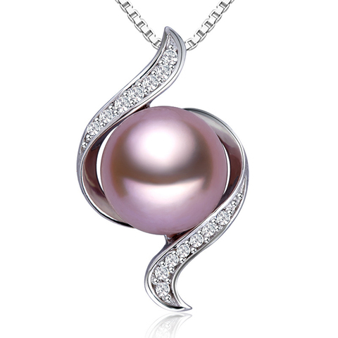 Vrai naturel blanc perle pendentif pour les femmes, classique 925 argent collier fille anniversaire petit cadeau ► Photo 1/6