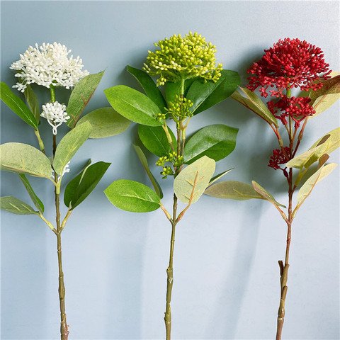 Branche de fruit de baies artificielles avec feuilles, fausses plantes pour décoration de maison, fleurs artificielles ► Photo 1/4