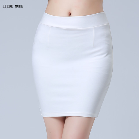 Mini-jupe crayon élastique et extensible pour femmes, noire, blanche, rouge, taille haute, moulante, Sexy, pour le bureau, grande taille 4XL ► Photo 1/6