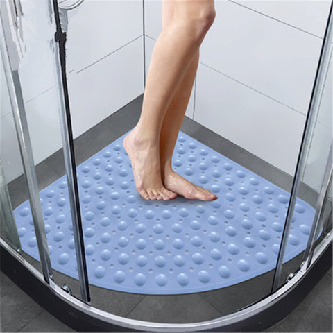 Tapis de salle de bain antidérapant en PVC en forme d'éventail tapis de douche d'angle avec ventouse baignoire coussinets de Massage tapis tapis accessoires de salle de bain ► Photo 1/6