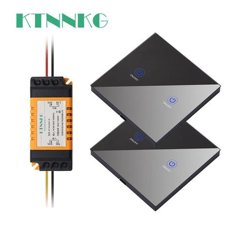 Ktnkg-interrupteur mural intelligent sans fil, 1/2/3 boutons, 433-110V, commande push à distance RF 220 Mhz, avec récepteur pour lampe plafond ► Photo 1/6