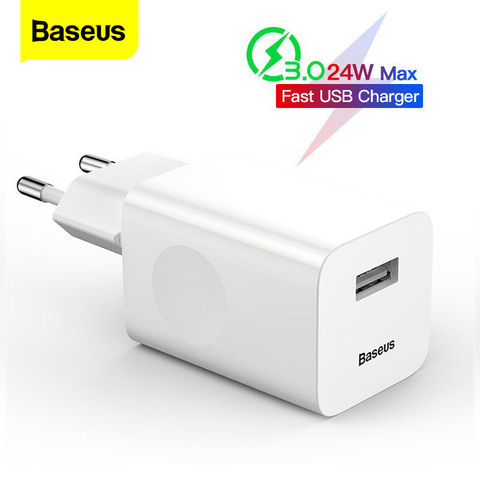 Chargeur rapide Baseus 24W 3.0 chargeur USB QC3.0 chargeur mural de téléphone portable pour iPhone X Xiaomi Mi 9 tablette iPad EU QC Charge rapide ► Photo 1/6