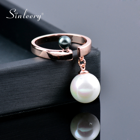 SINLEERY à la mode femelle Adjsutable anneaux ouverts avec perle simulée pendentif bijoux de fête Bagues Anillos JZ523 SSC ► Photo 1/6