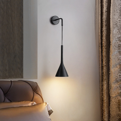 Applique murale LED E27 au design nordique, luminaire décoratif d'intérieur, idéal pour une chambre à coucher, un salon, des escaliers, un hôtel ou une cuisine, disponible en noir, blanc ou gris ► Photo 1/6