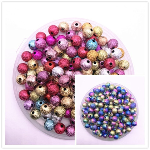 Perles rondes en acrylique, poussière d'étoile givrée 4-12mm, perles d'espacement amples pour la fabrication de bijoux, accessoires de Bracelet à faire soi-même ► Photo 1/6