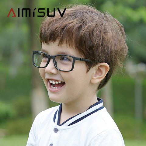 AIMISUV carré enfants lunettes cadre mode Silicone Flexible optique lunettes cadre enfants 2022 garçon filles lunettes claires UV400 ► Photo 1/6