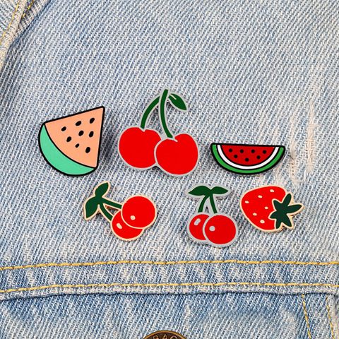 Broche Vintage pour fruits de Style 12, Badge en émail à la pastèque, broches de cerisier pour les femmes, bijoux, accessoires pour hommes, cadeau de épingles ► Photo 1/6