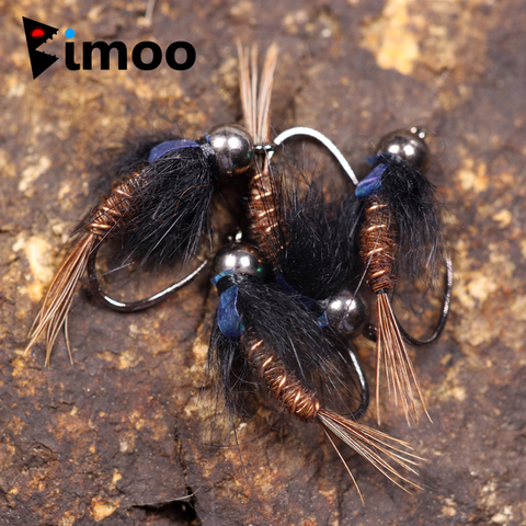 Bimoo 6 pièces taille #12 Flash Back faisan queue nymphe humide mouche rocheuse rivière truite mouche de pêche mouches appât leurre tungstène perle tête ► Photo 1/6